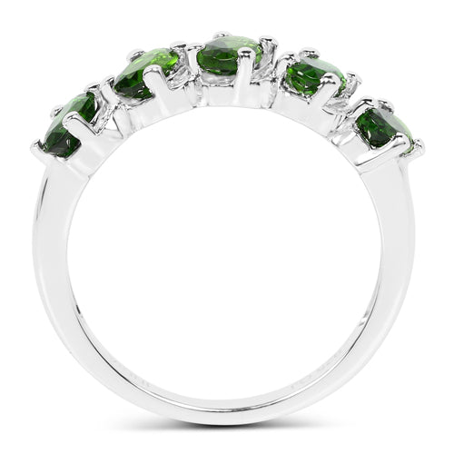 1.10 Carat Genuine Chrome Diopside .925 Sterling Silver Ring