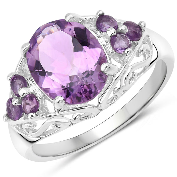 3.68 Carat Genuine Amethyst .925 Sterling Silver Ring