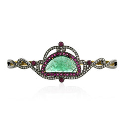 Emerald/Ruby/Diamond 18k Gold 925 Sterling Silver Palm Bracelet Jewelry