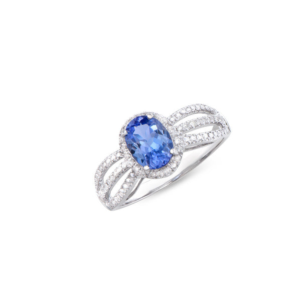 1.33 CTS CERTIFIED DIAMONDS & TANZANITE 14K WHITE GOLD DESIGNER RING SIZE 7.5