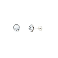 Natural Quartz Stud Earrings Sterling Silver