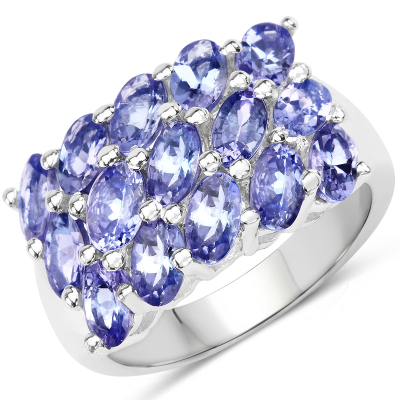 3.75 Carat Genuine Tanzanite .925 Sterling Silver Ring