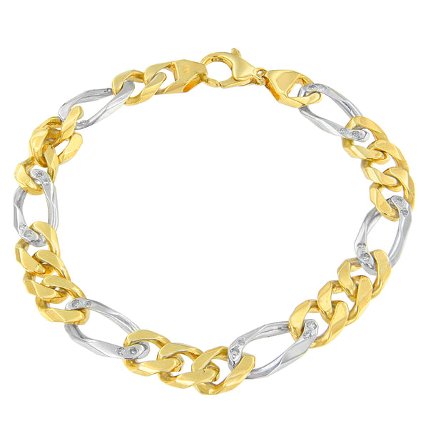 14K Two-Tone Gold 3/8ct TDW Round Cut Diamond Link Bracelet (I-J I1-I2)