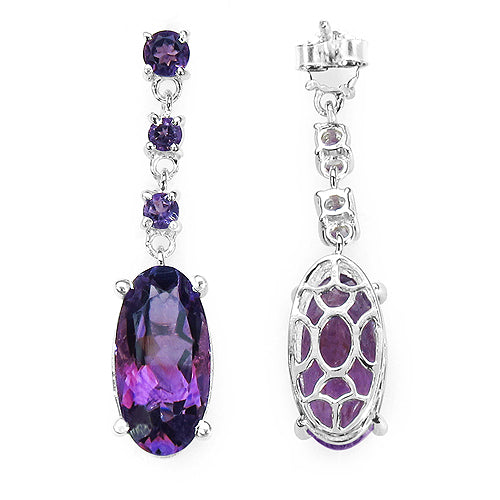 9.63 Carat Genuine Amethyst .925 Sterling Silver Earrings