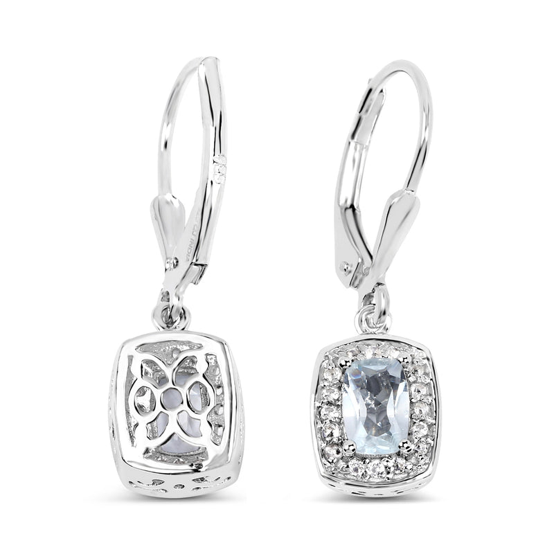 1.49 Carat Genuine Blue Topaz and White Topaz .925 Sterling Silver Earrings