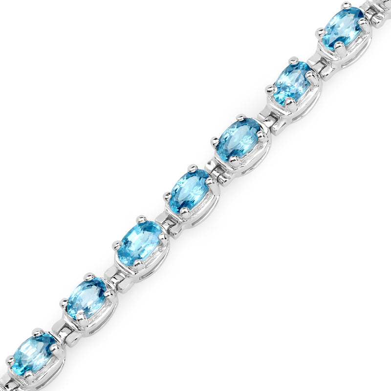 7.92 Carat Genuine Blue Zircon .925 Sterling Silver Bracelet