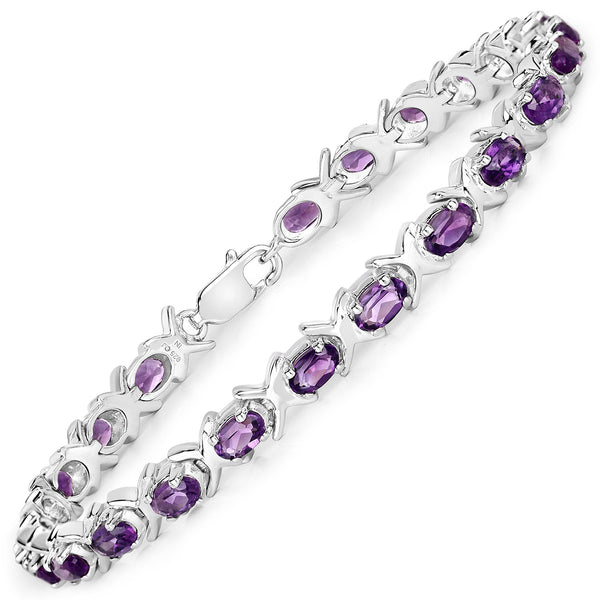 4.14 Carat Genuine Amethyst .925 Sterling Silver Bracelet