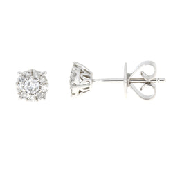 Natural .25ct Diamond Earrings 14KT White Gold