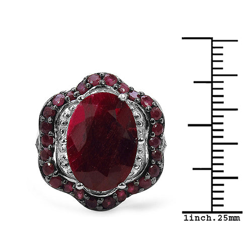 8.67 Carat Dyed Ruby & Ruby .925 Sterling Silver Ring