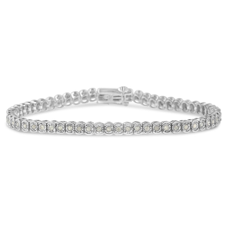 .925 Sterling Silver 1.0 Cttw Diamond Miracle-Set Cut-Circle 7" Tennis Bracelet (I-J Color, I2-I3 Clarity)