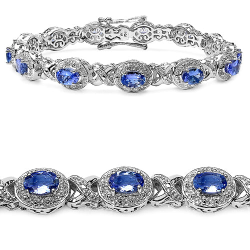 5.72 Carat Genuine Tanzanite Sterling Silver Bracelet