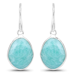 7.92 Carat Genuine Amazonite .925 Sterling Silver Earrings