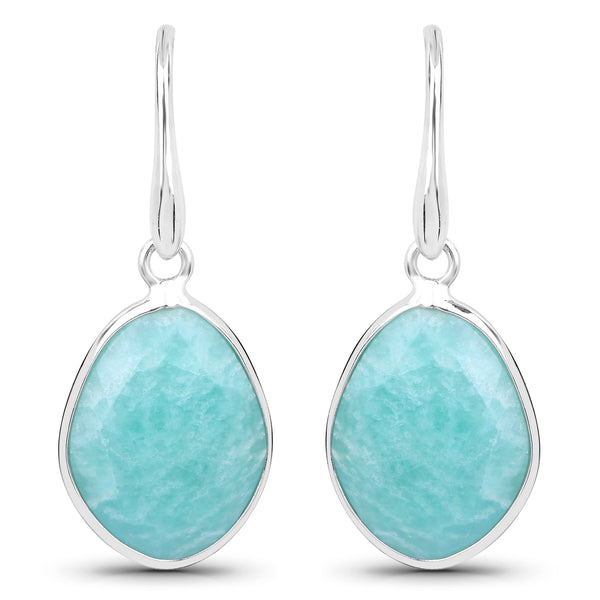 7.92 Carat Genuine Amazonite .925 Sterling Silver Earrings