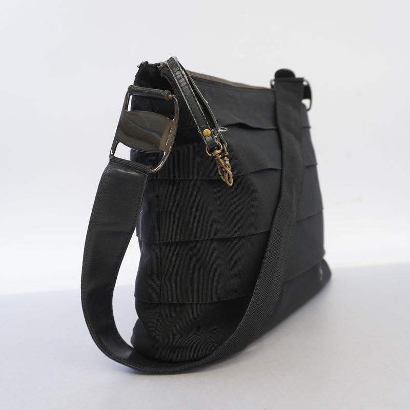 Auth Salvatore Ferragamo 2WAY Bag Womens Canvas Shoulder Bag Black