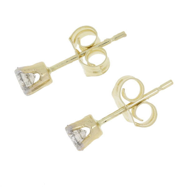 Genuine .25ct Diamond Stud Earrings 14KT Yellow Gold