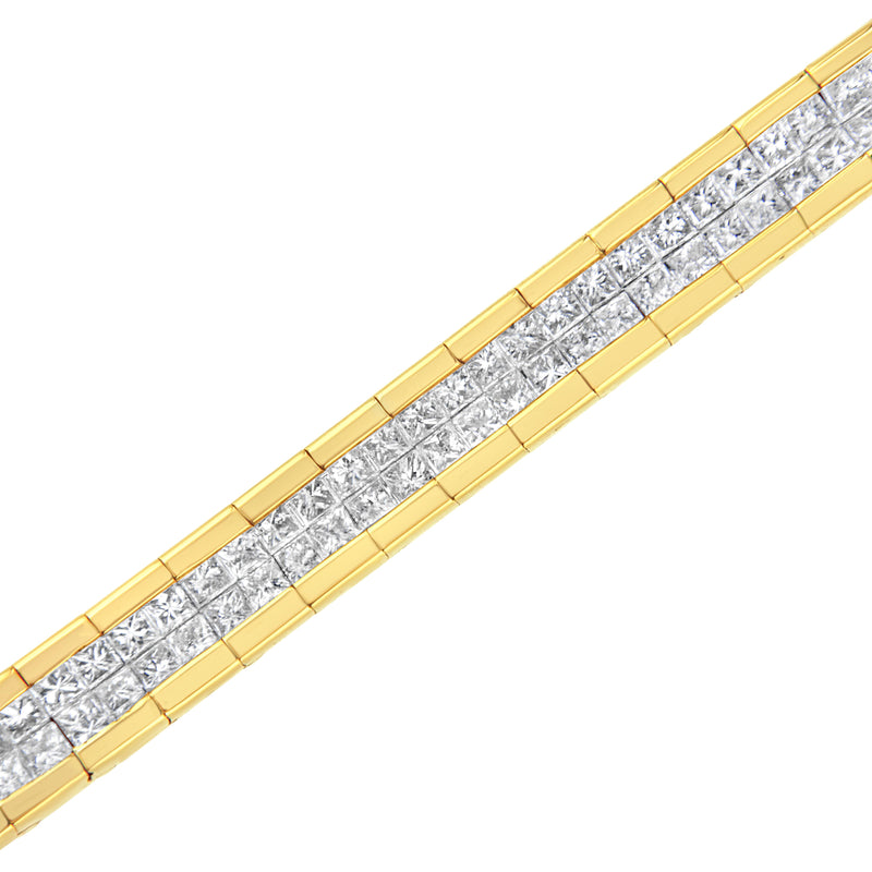 14K Yellow Gold 4 5/8 Cttw Invisible Set Princess-Cut Diamond ID Tennis Bracelet (I-J, SI1-SI2) - 7"