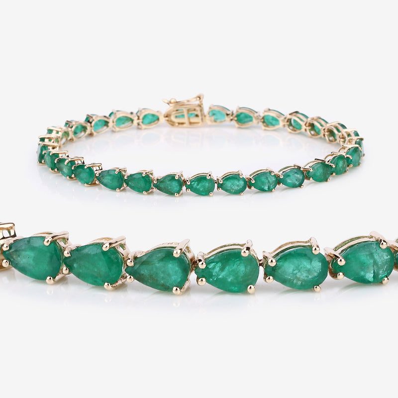 10.15 Carat Genuine Zambian Emerald 14K Yellow Gold Bracelet