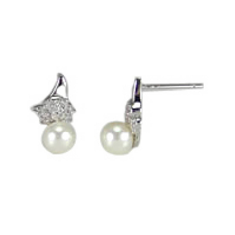1.75ct Natural Pearl Stud Earrings 18k White Gold Jewelry