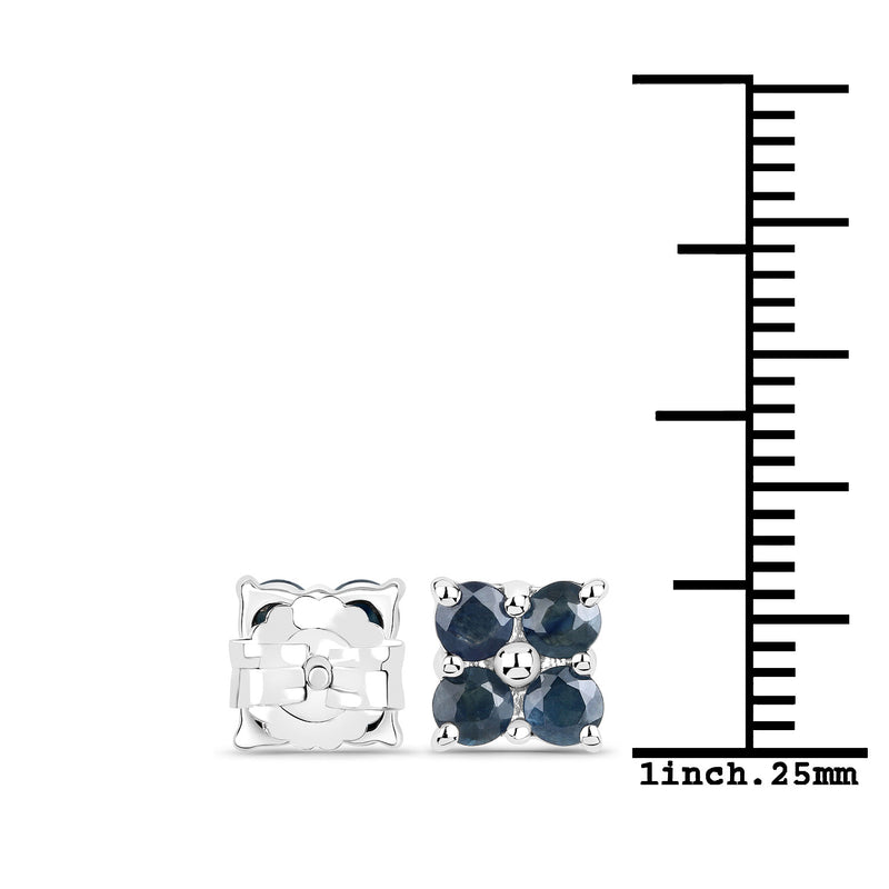 0.96 Carat Genuine Blue Sapphire .925 Sterling Silver Earrings