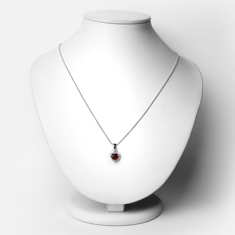 1.12 Carat Genuine Garnet and White Topaz .925 Sterling Silver Pendant