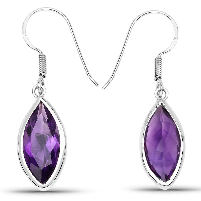 8.16 Carat Genuine Amethyst .925 Sterling Silver Earrings