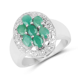 0.98 Carat Genuine Emerald .925 Sterling Silver Ring