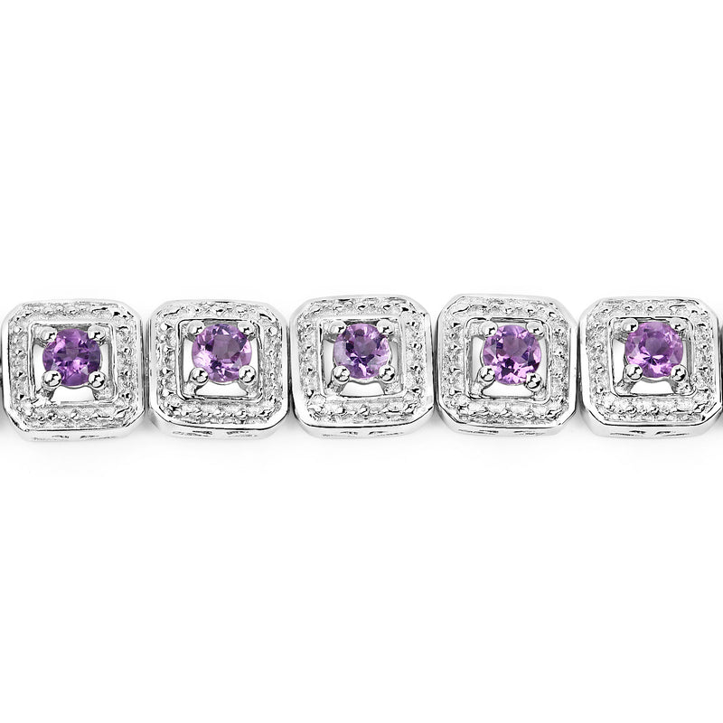 2.40 Carat Genuine Amethyst .925 Sterling Silver Bracelet