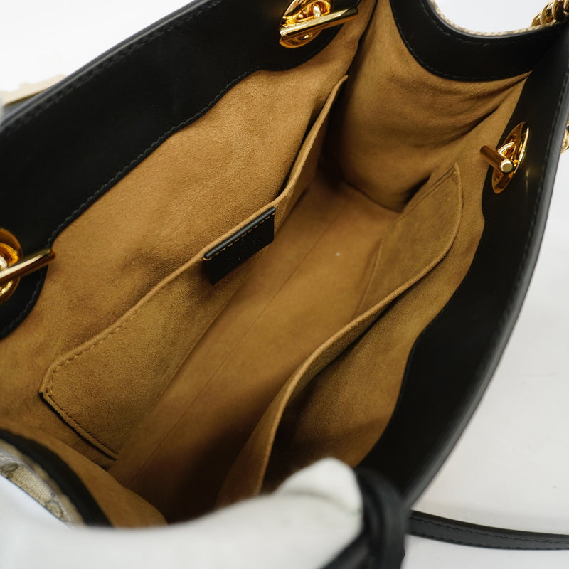 Auth Gucci Shoulder Bag GG Supreme 498156 Shoulder Bag Beige / Black