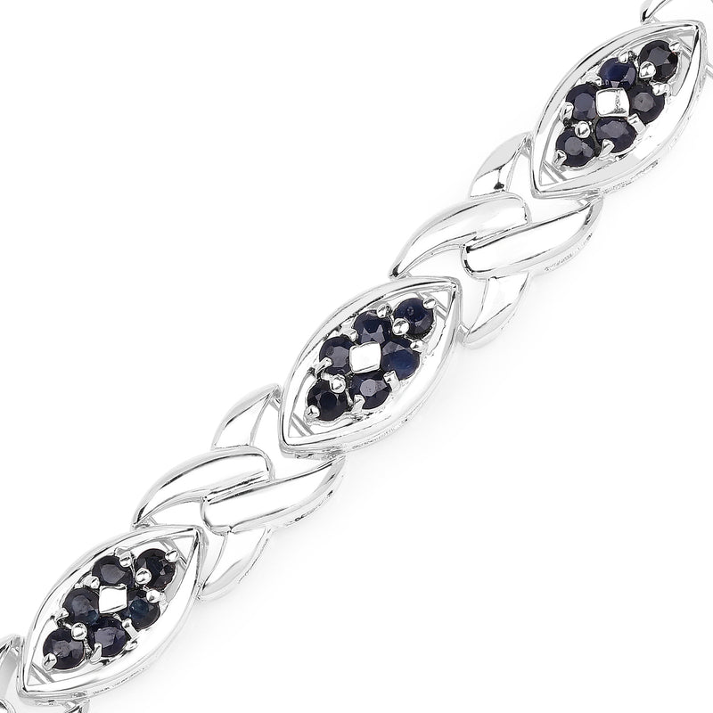 3.53 Carat Genuine Blue Sapphire .925 Sterling Silver Bracelet