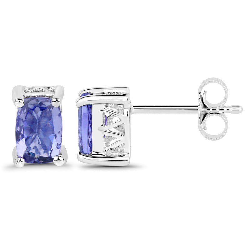 1.06 Carat Genuine Tanzanite .925 Sterling Silver Earrings