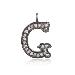Handmade Initial "G" Charm Pendant 0.21ct Diamond .925 Sterling Silver Jewelry