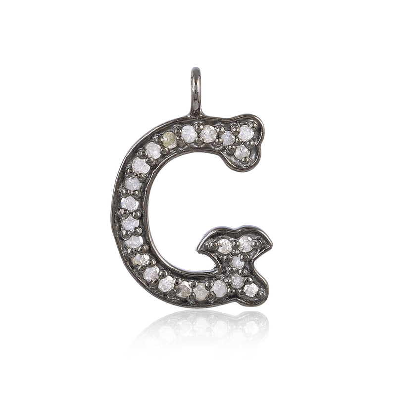 Handmade Initial "G" Charm Pendant 0.21ct Diamond .925 Sterling Silver Jewelry