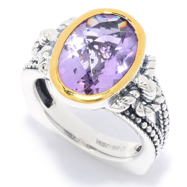 925 Sterling Silver Women Solitaire Ring Pink Amethyst
