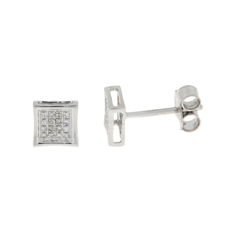 Natural .08ct Diamond Earrings 14KT White Gold