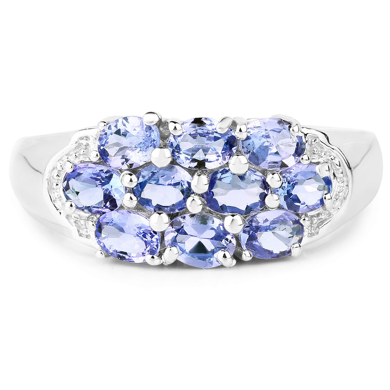 1.70 Carat Genuine Tanzanite .925 Sterling Silver Ring