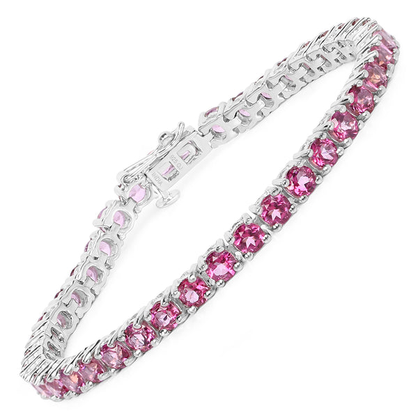 12.00 Carat Genuine Pink Topaz .925 Sterling Silver Bracelet