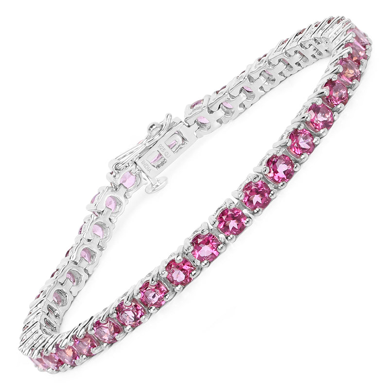 12.00 Carat Genuine Pink Topaz .925 Sterling Silver Bracelet