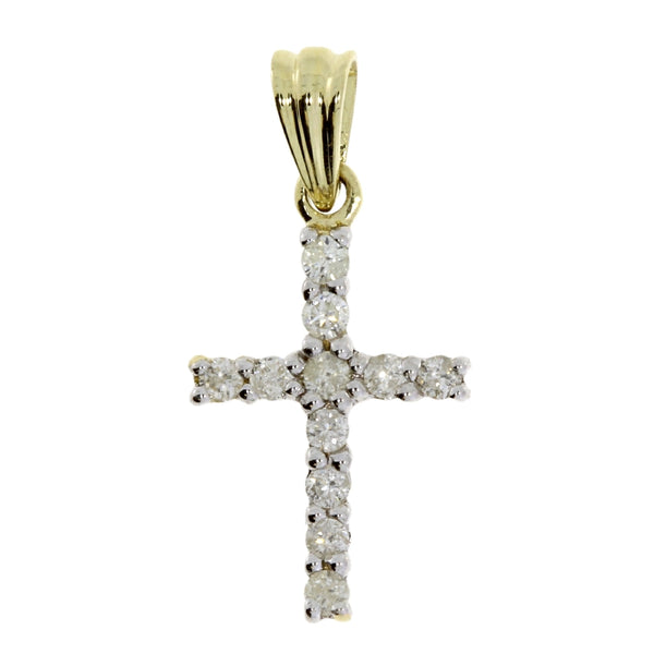.20ct Diamond Cross Religious Pendant 10KT Yellow Gold