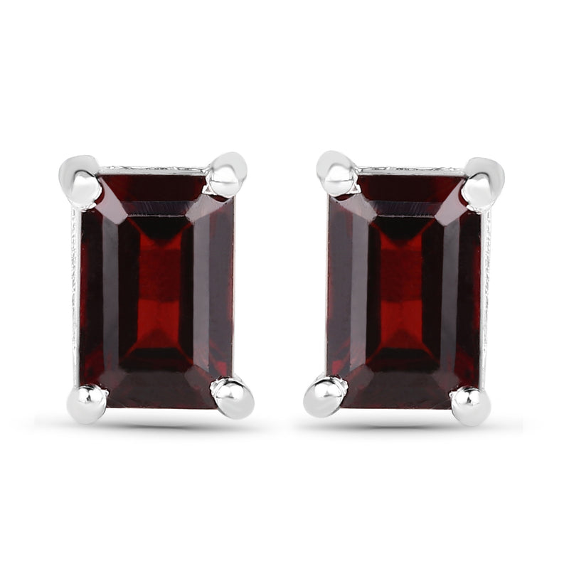 1.60 Carat Genuine Garnet .925 Sterling Silver Earrings