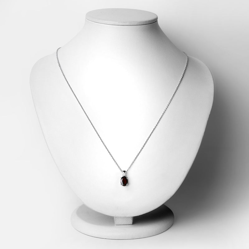 1.27 Carat Genuine Garnet and White Zircon .925 Sterling Silver Pendant