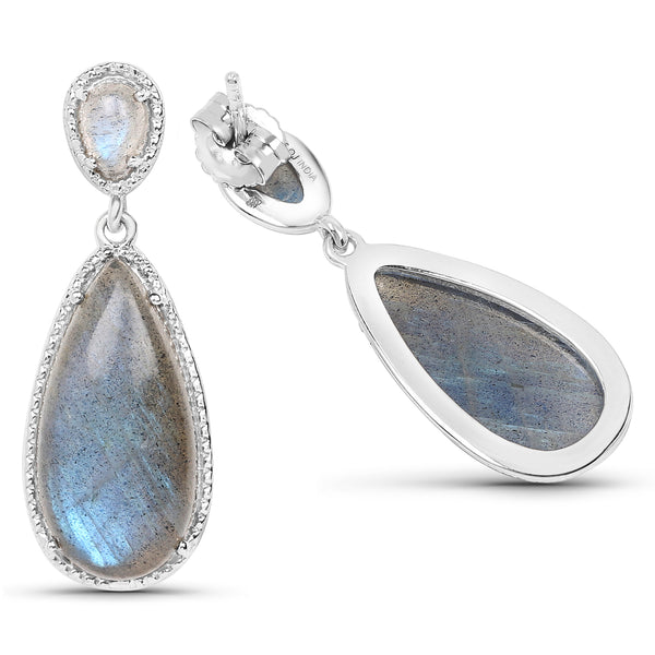 15.34 Carat Genuine Labradorite .925 Sterling Silver Earrings