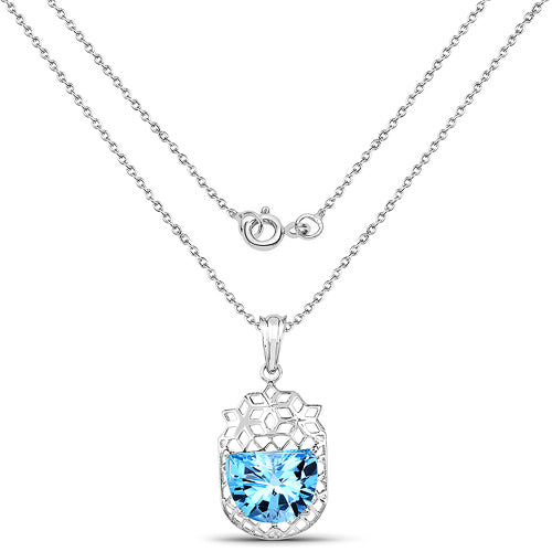 10.90 Carat Genuine Swiss Blue Topaz .925 Sterling Silver Pendant