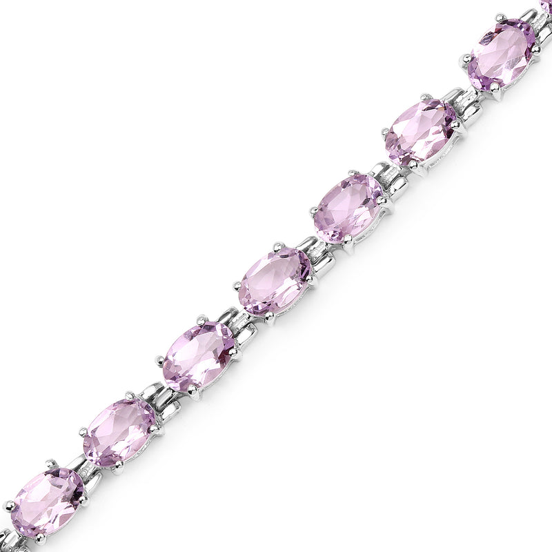 8.60 Carat Genuine Pink Amethyst .925 Sterling Silver Bracelet