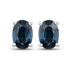 0.96 Carat Genuine Blue Sapphire 14K White Gold Earrings