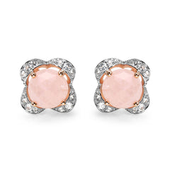 14K Rose Gold Plated 7.76 Carat Genuine Morganite & White Topaz .925 Sterling Silver Earrings