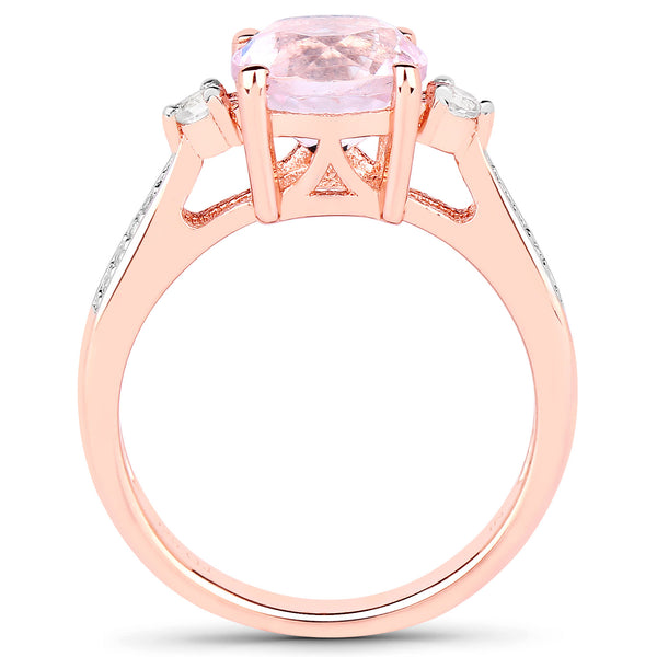 2.73 Carat Genuine Kunzite and White Topaz .925 Sterling Silver Ring