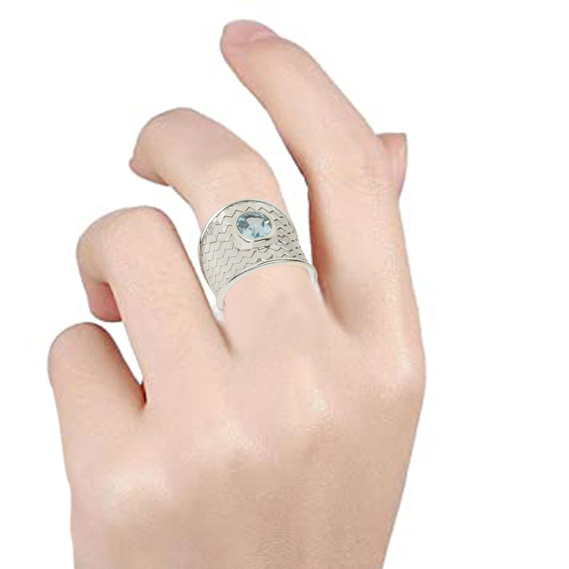 925 sterling silver with natural Sky Blue Topaz Oval solitaire Ring for women