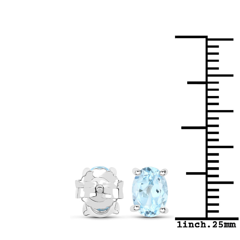 1.90 Carat Genuine Blue Topaz .925 Sterling Silver Earrings