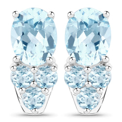 7.02 Carat Genuine Blue Topaz .925 Sterling Silver Earrings