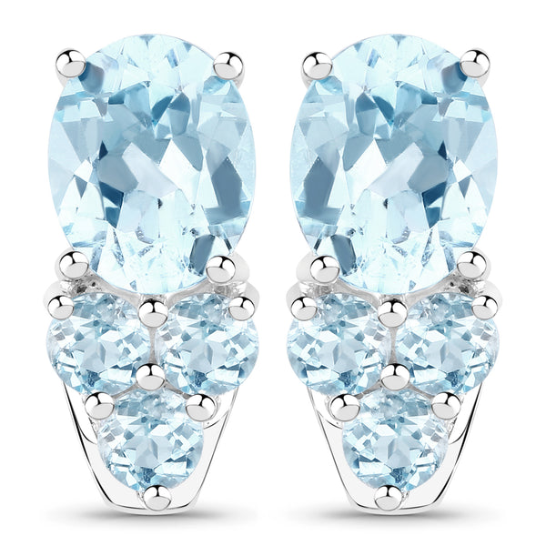 7.02 Carat Genuine Blue Topaz .925 Sterling Silver Earrings